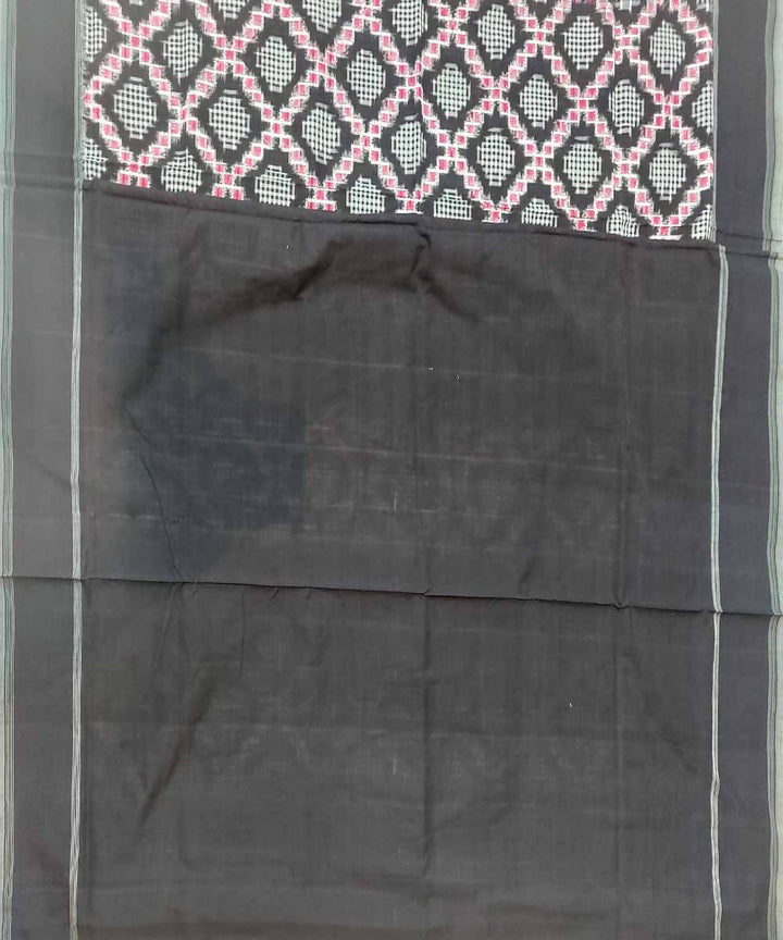 Black handwoven cotton ikat pochampally saree