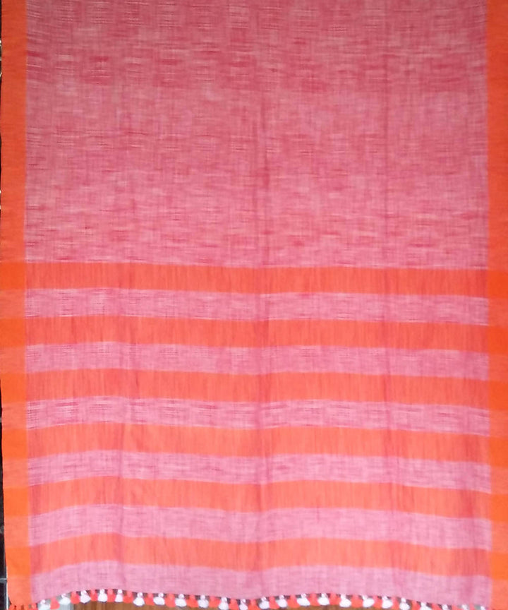 Brown Orange Handwoven Tie Dye Bengal Cotton Saree