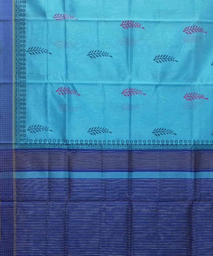 Carolina blue handwoven cotton silk maheshwari saree