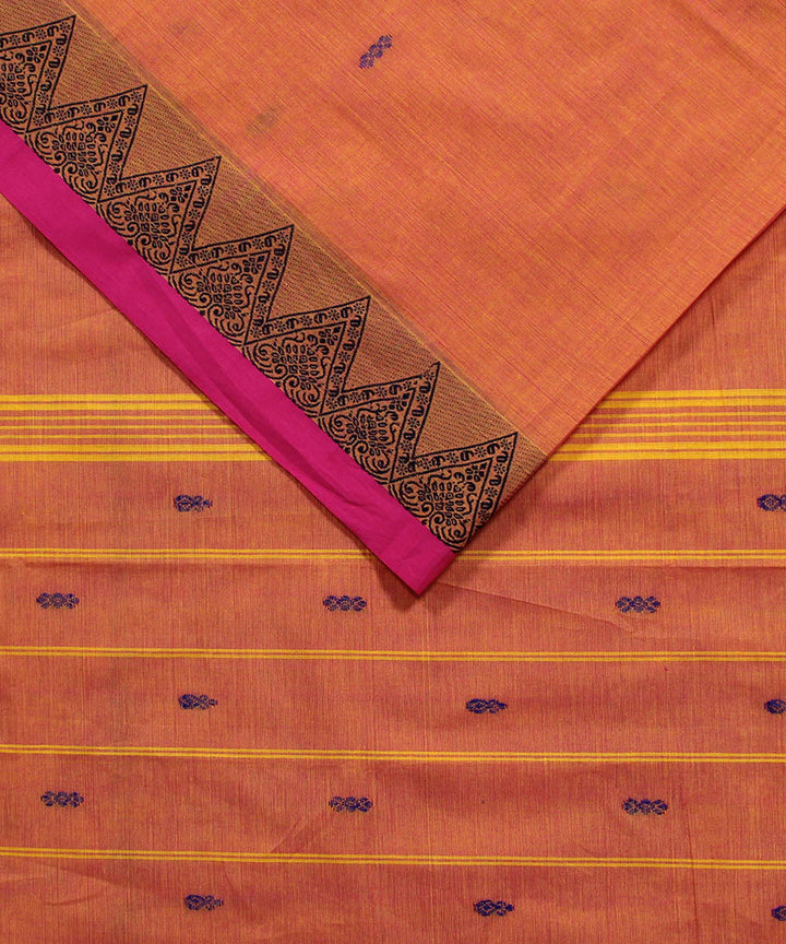 Orange handwoven cotton venkatagiri saree