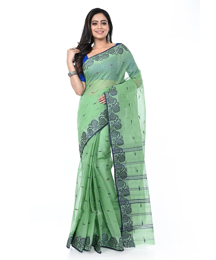 Light green handwoven cotton shantipuri saree