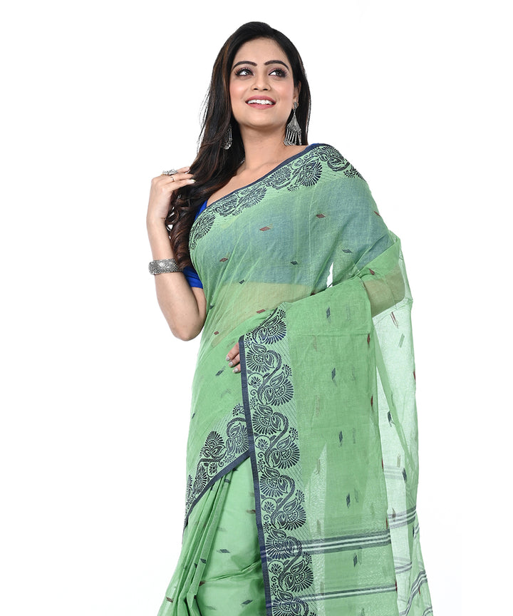 Light green handwoven cotton shantipuri saree