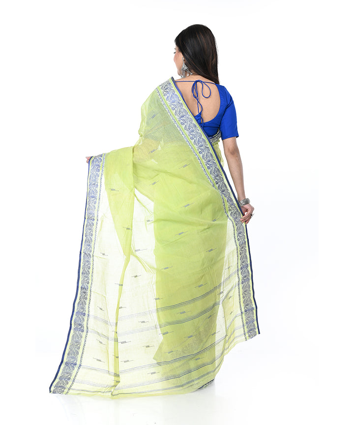 Lime green handloom cotton shantipuri saree