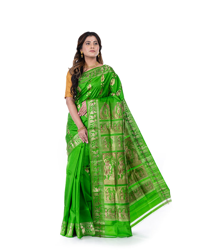 Light green handwoven baluchari silk saree