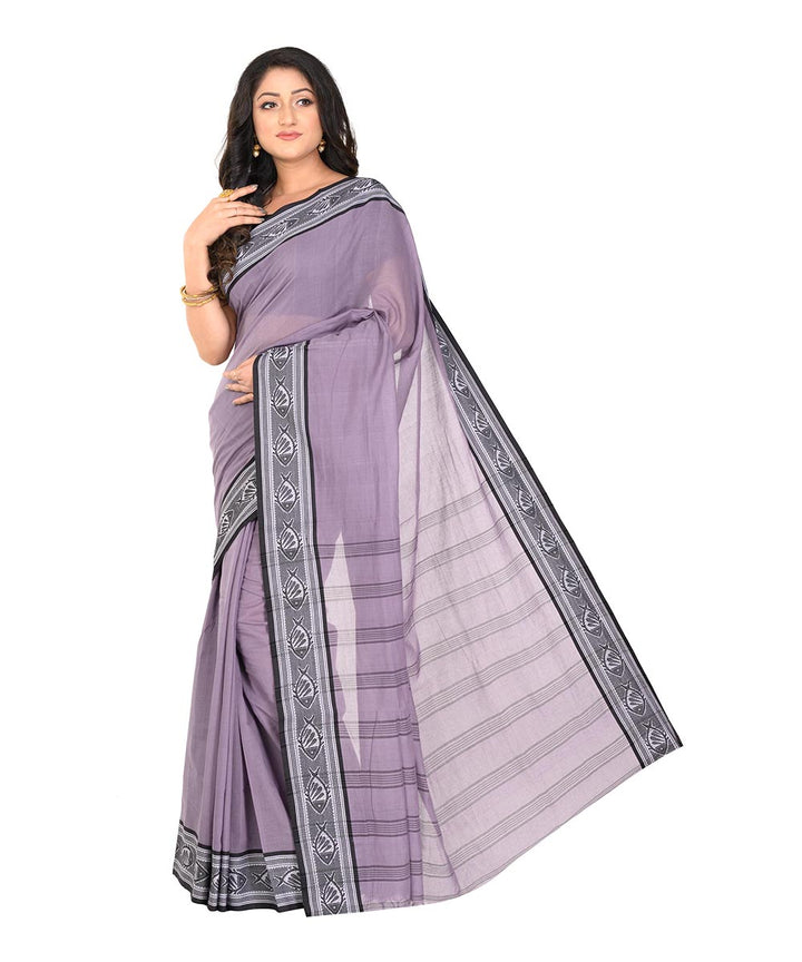 Purple black handwoven cotton tangail saree