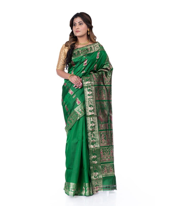 Dark green handloom baluchari silk saree