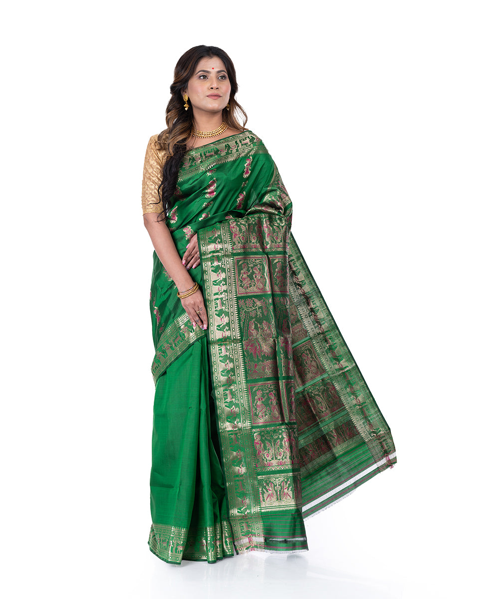 Dark green handloom baluchari silk saree