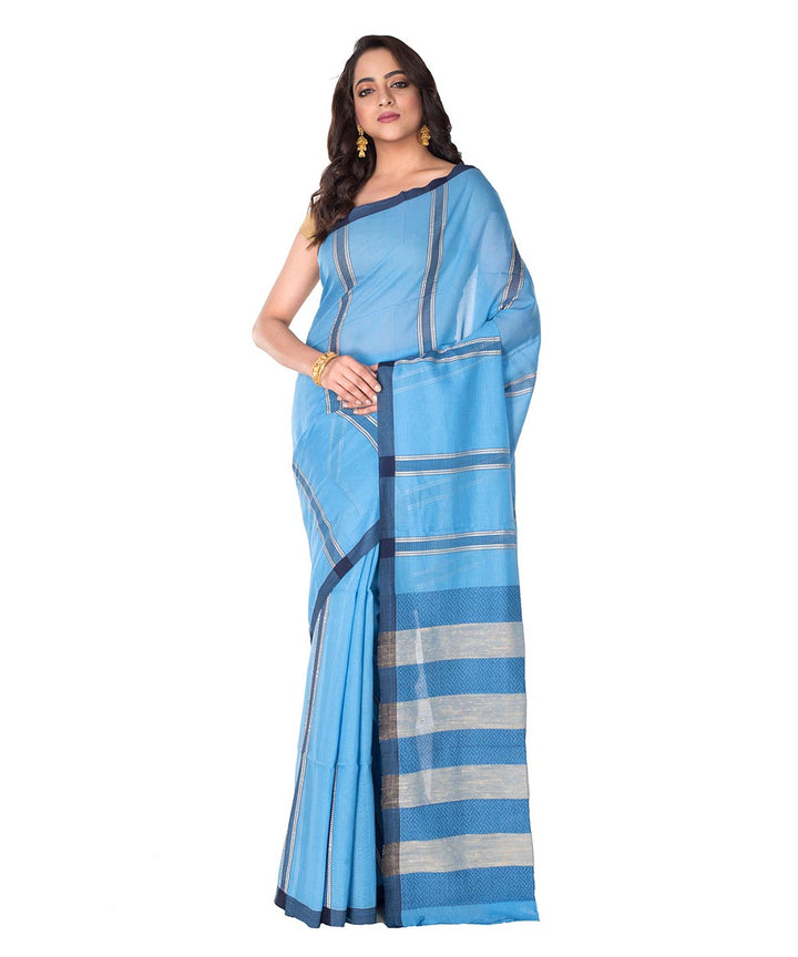 Blue Stripe Bengal Handloom Cotton Saree