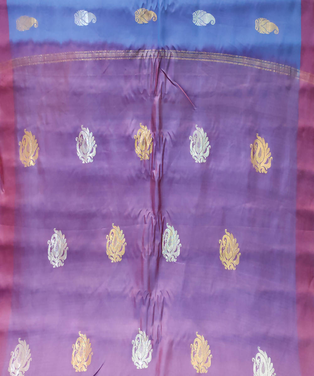 Blue Handwoven Uppada Butta Work Cotton Silk Saree