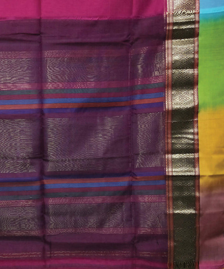 Magenta handloom cotton silk maheshwari saree