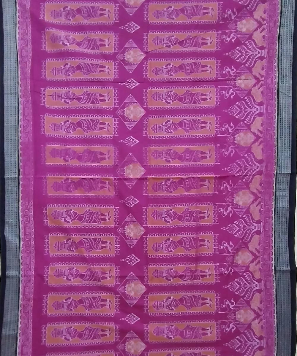 Byzantine violet black handwoven cotton sambalpuri saree