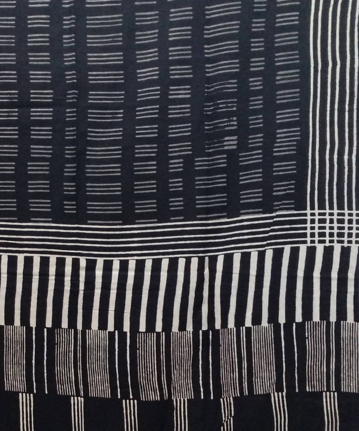 block print geometric motif mul cotton saree
