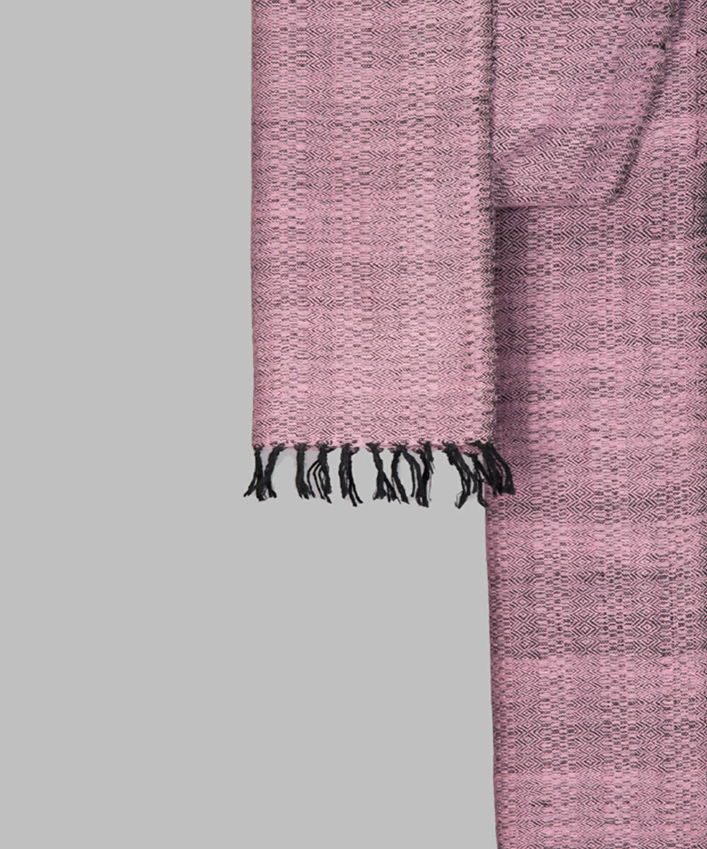 Pink black handwoven panchachuli wool blend pashmina scarf