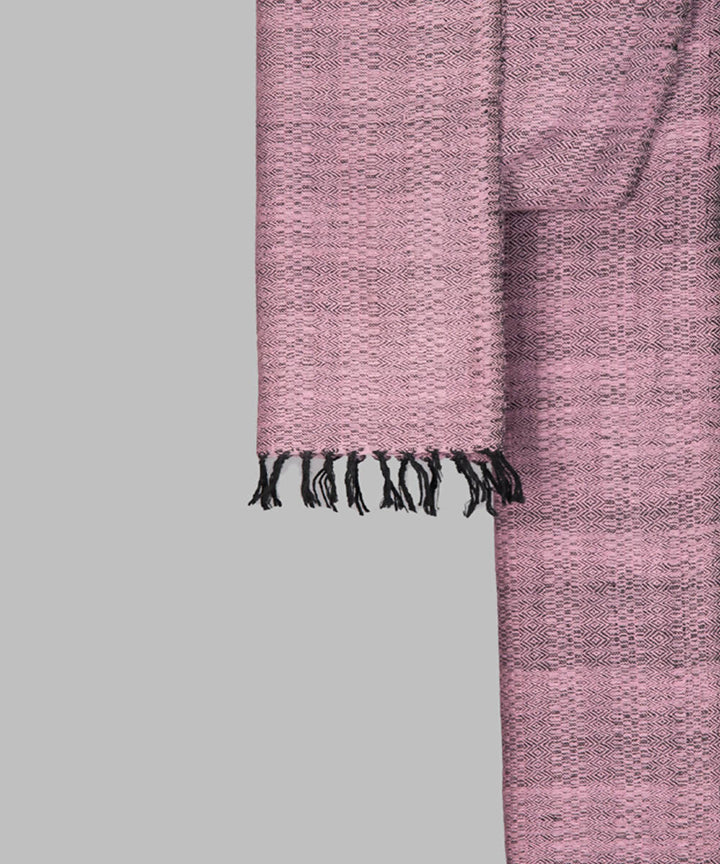 Pink black handwoven panchachuli wool blend pashmina scarf