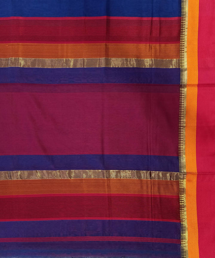 Royal Blue Maheshwari Handloom Cotton Silk Saree