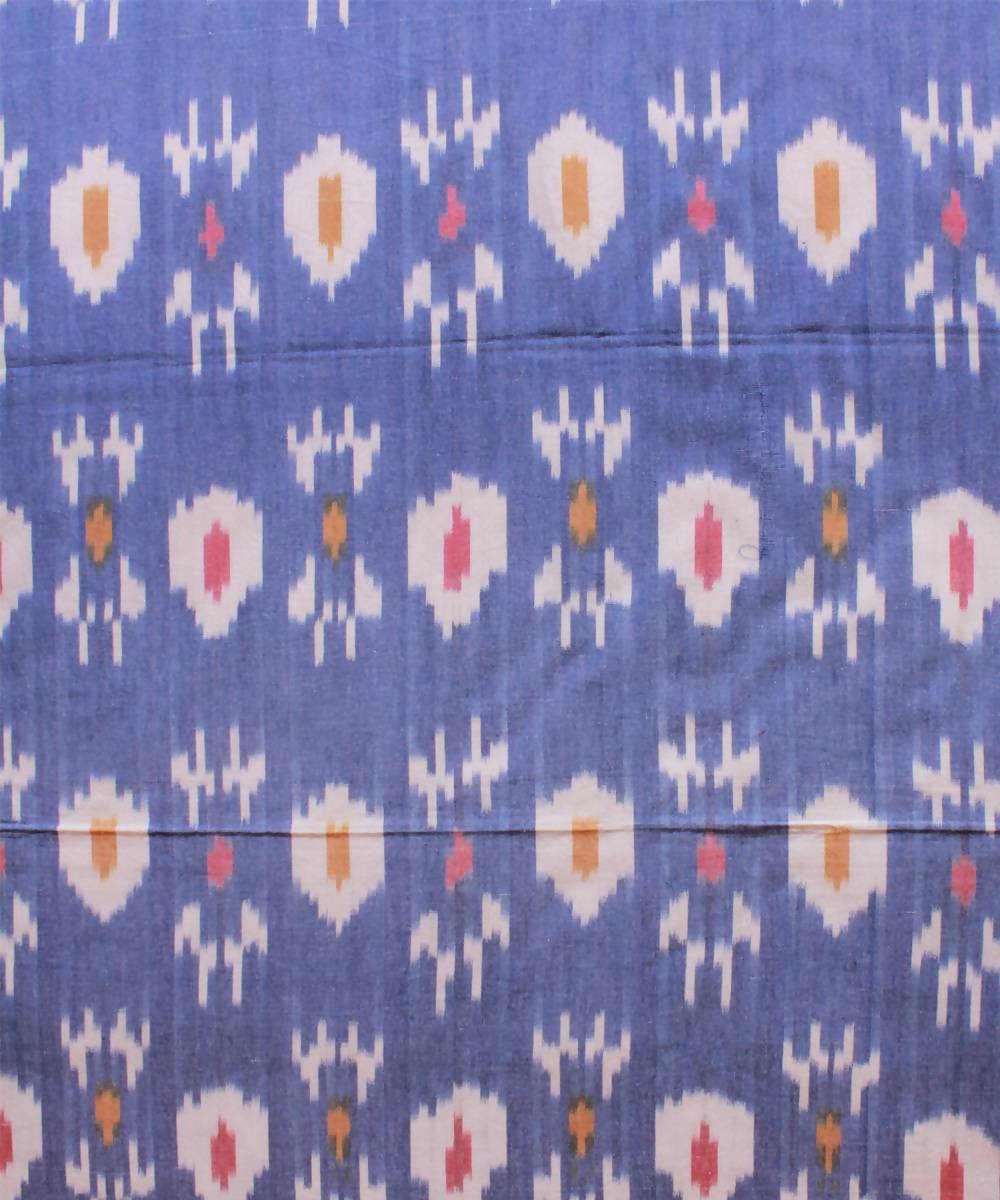 Sky Blue Handloom Ikkat Cotton Bedsheet