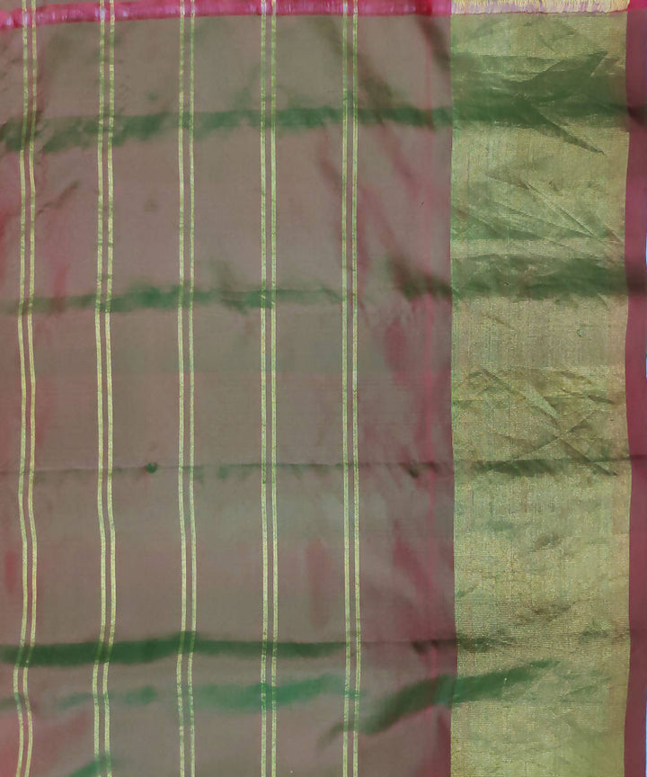 green checks Handwoven Gadwal Butta Work Silk Saree