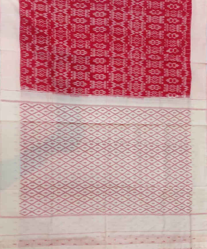 Ruby red handloom cotton ikat pochampally saree