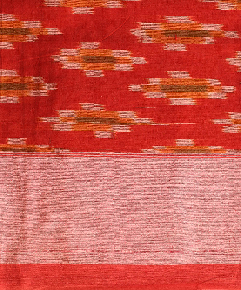 Red orange cotton handwoven pochampally ikat bedsheet