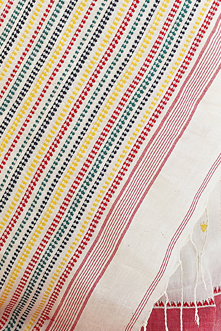 Handloom bengal red white cotton saree