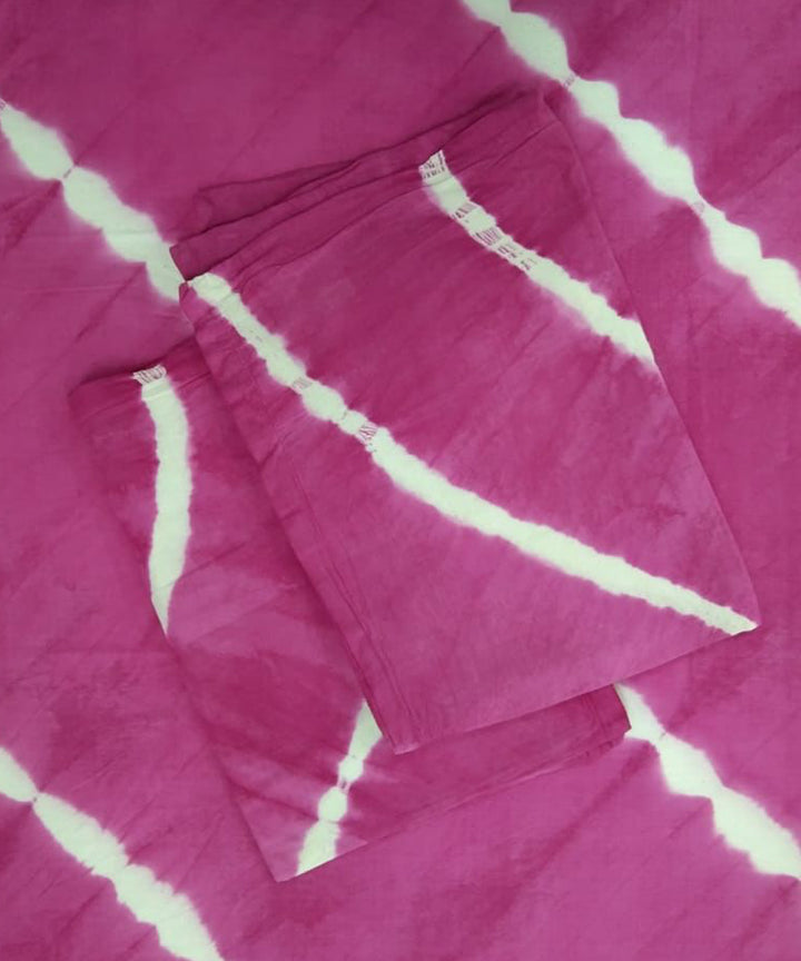 Pink handcrafted tie dye cotton double bedsheet
