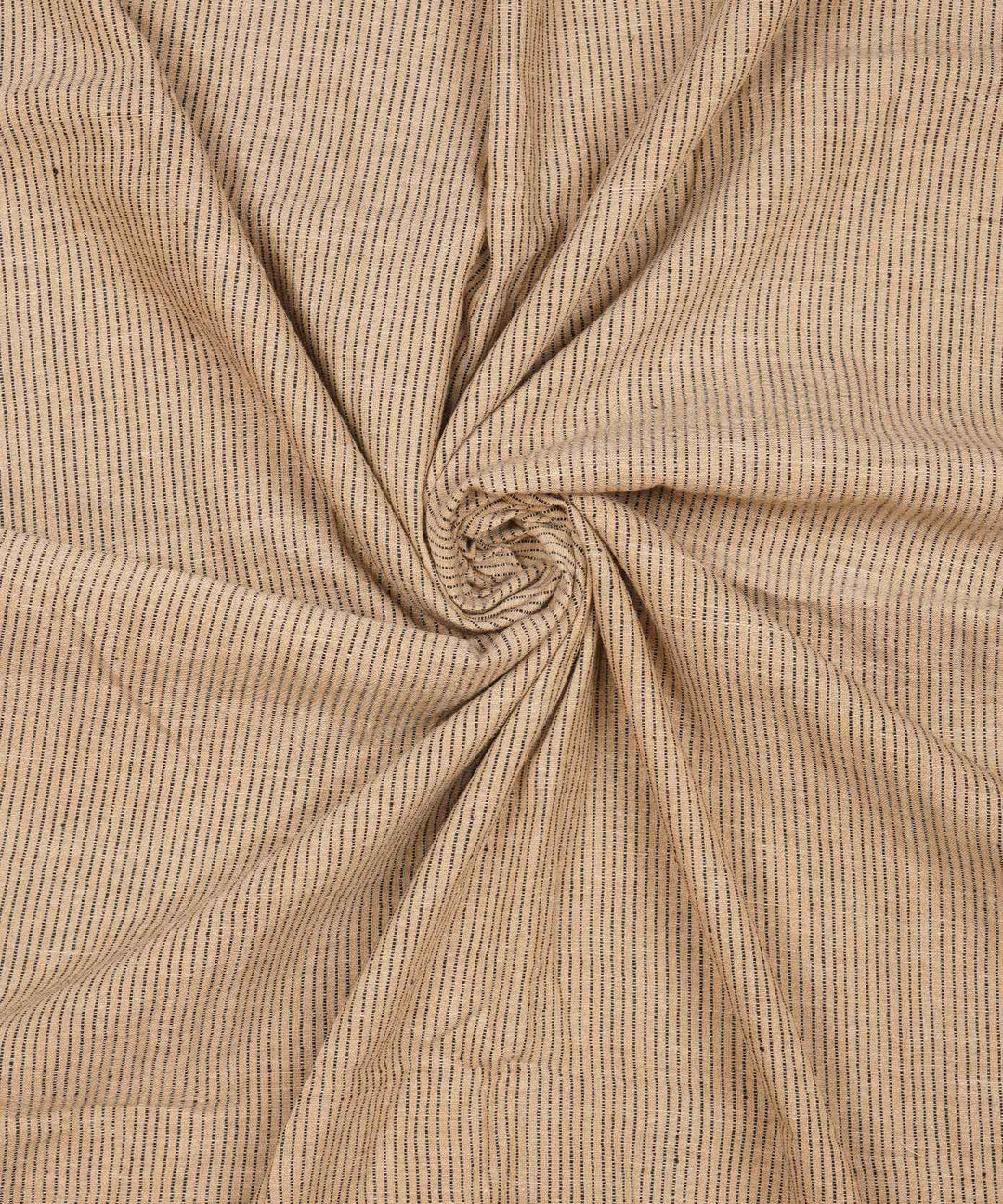 Beige black stripes handspun handwoven bengal cotton fabric