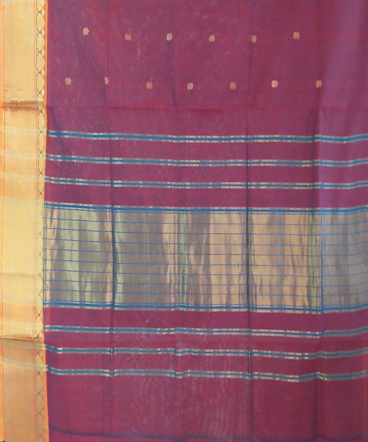 Hand woven purple butta cotton venkatagiri saree