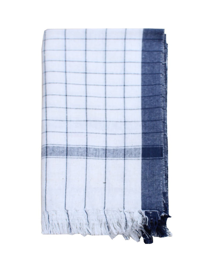 White with Blue Checks Handwoven Cotton Towel