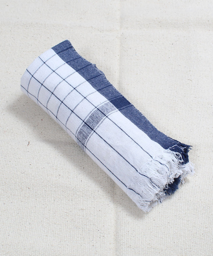 White with Blue Checks Handwoven Cotton Towel