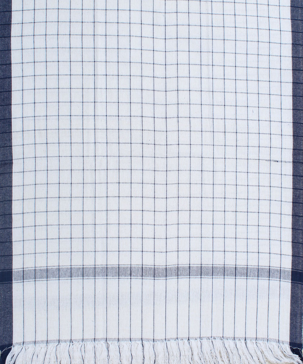 White with Blue Checks Handwoven Cotton Towel