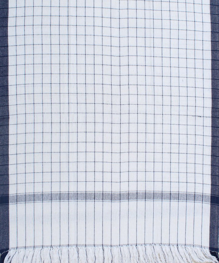White with Blue Checks Handwoven Cotton Towel