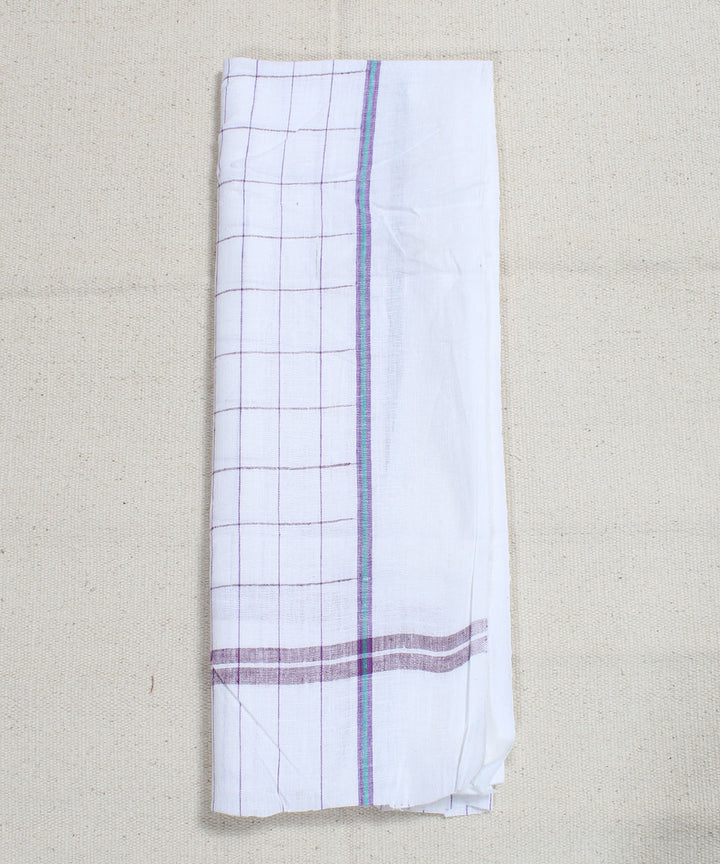 White Multicolor Checks Handloom Cotton Towel