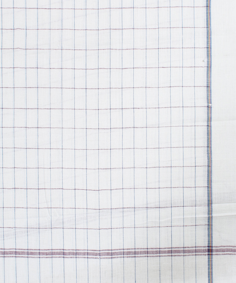 Multicolor Checks White Handloom Cotton Towel