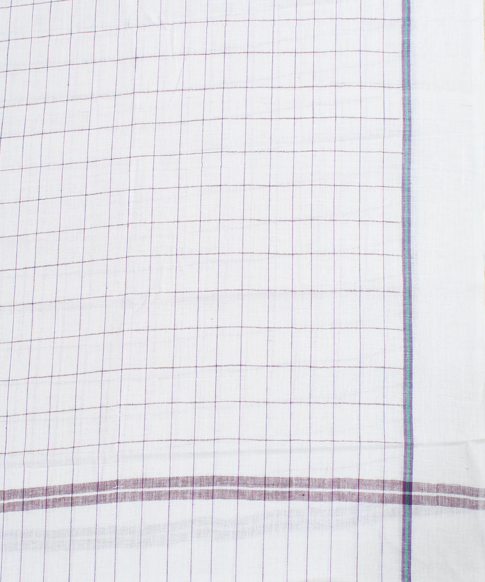 White Multicolor Checks Handloom Cotton Towel