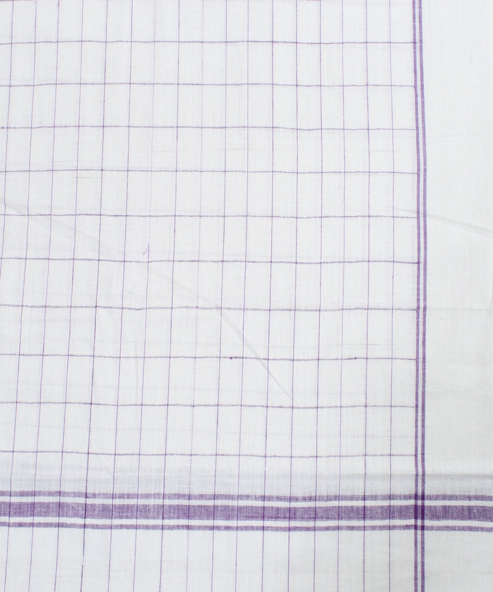 Purple Check White Handloom Cotton Towel