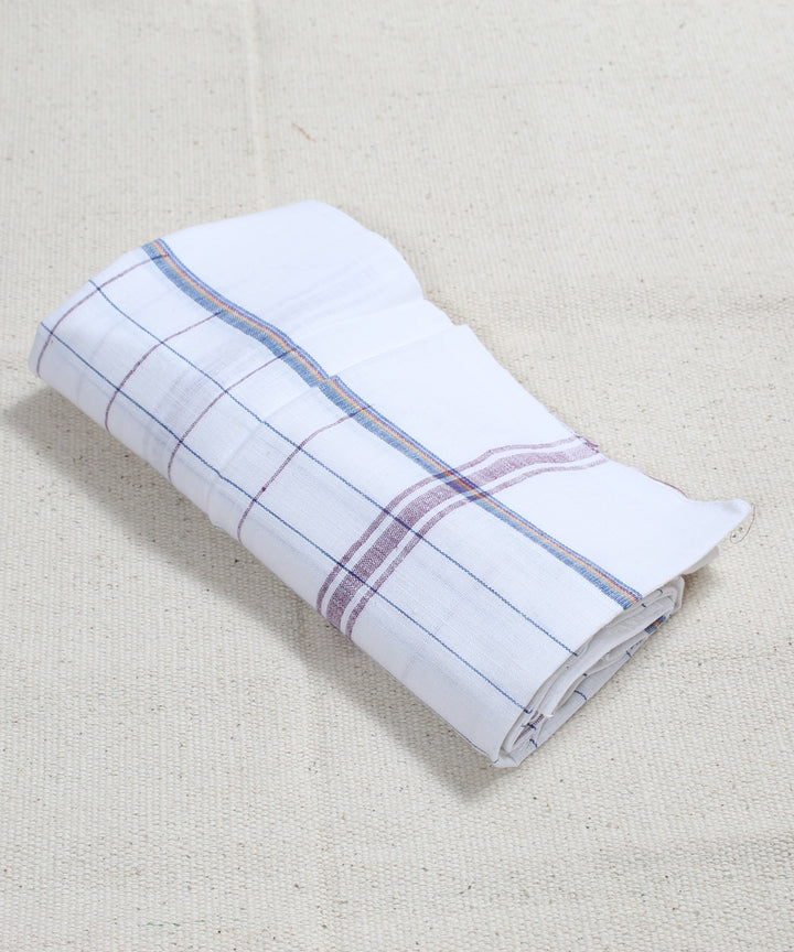 Multicolor Checks White Handloom Cotton Towel