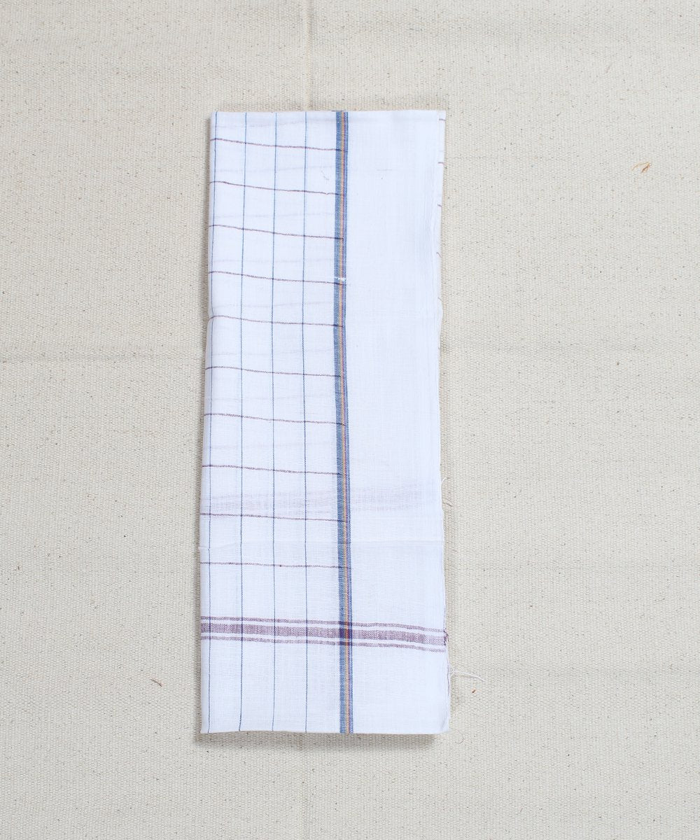 Multicolor Checks White Handloom Cotton Towel