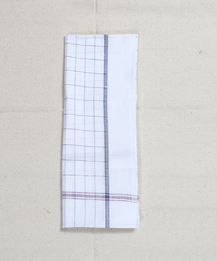 Multicolor Checks White Handloom Cotton Towel