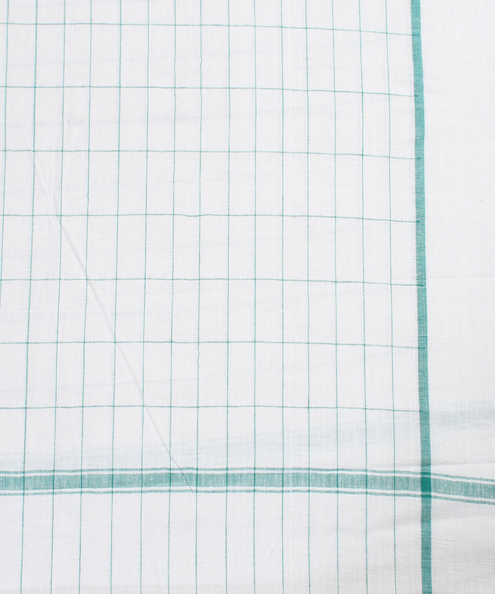 Green Checks White Handloom Cotton Towel