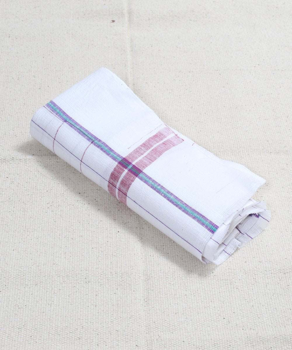 Multicolor Checks White Cotton Handloom Towel