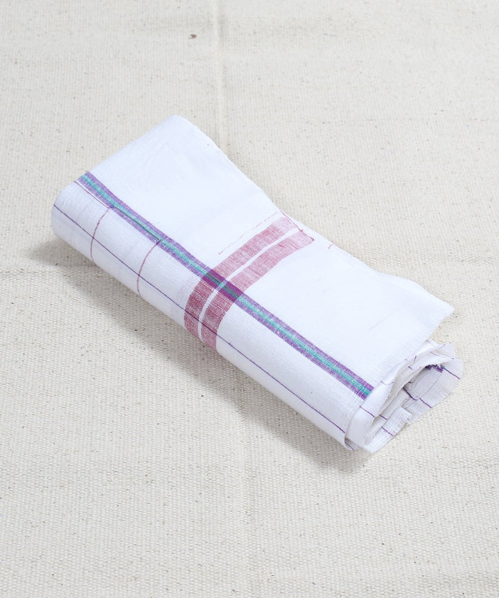 Multicolor Checks White Cotton Handloom Towel