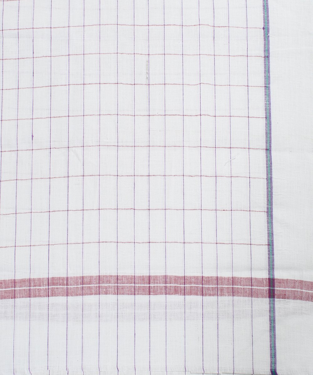 Multicolor Checks White Cotton Handloom Towel