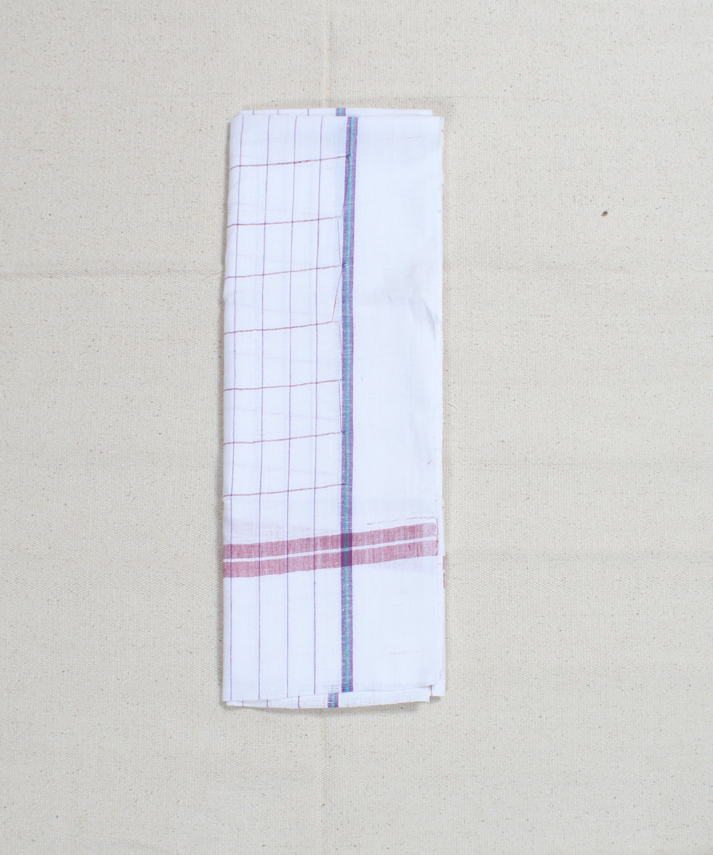 Multicolor Checks White Cotton Handloom Towel