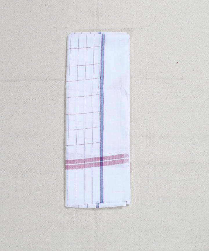 Multicolor Checks White Cotton Handloom Towel