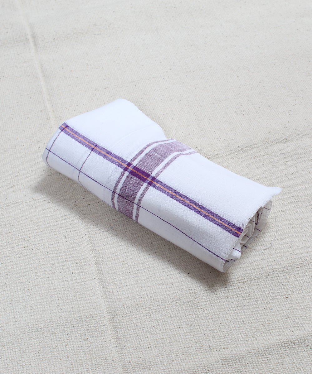 Wine Checks White Handwoven Cotton Towel