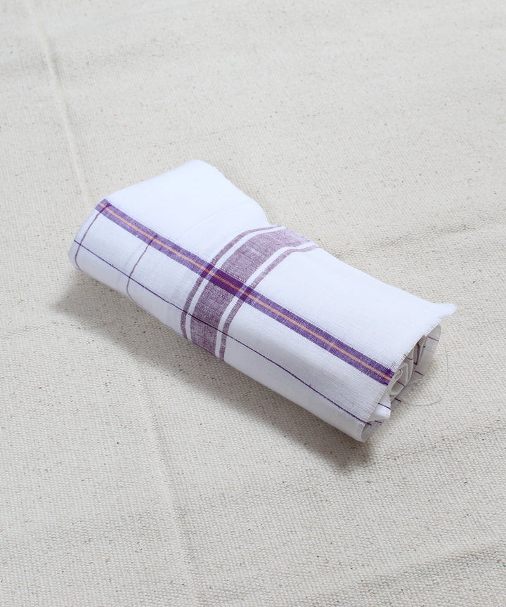 Wine Checks White Handwoven Cotton Towel