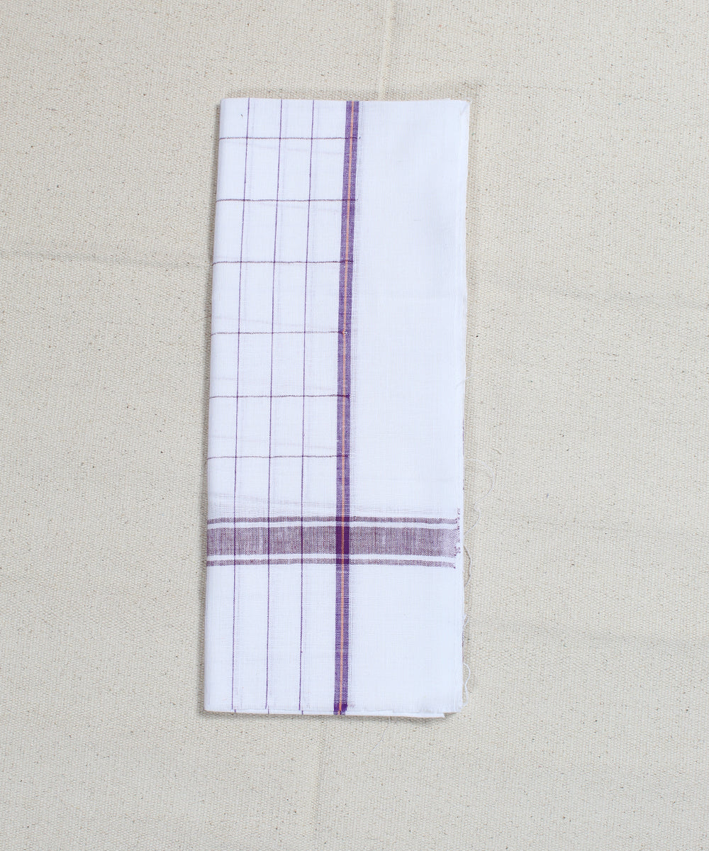 Wine Checks White Handwoven Cotton Towel