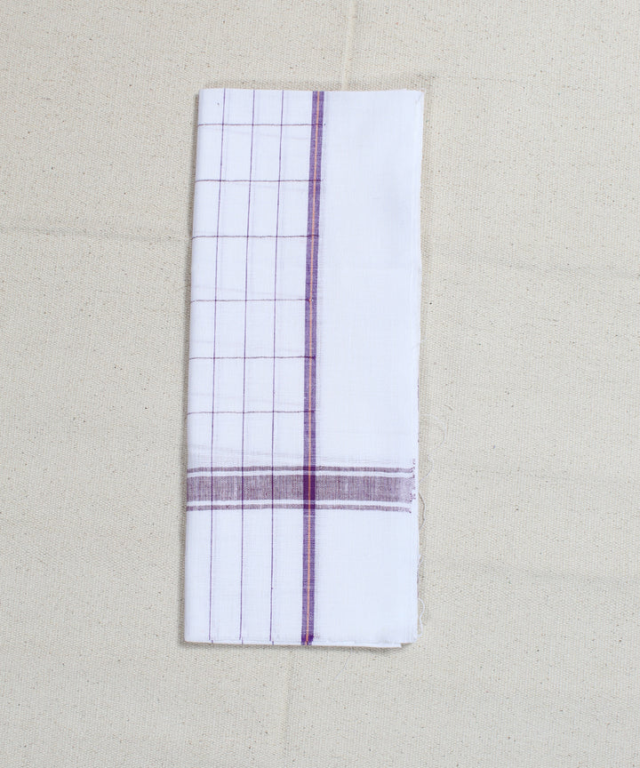 Wine Checks White Handwoven Cotton Towel
