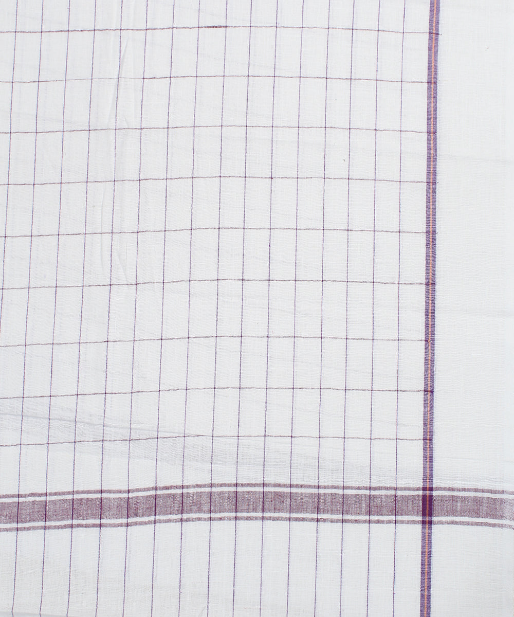 Wine Checks White Handwoven Cotton Towel