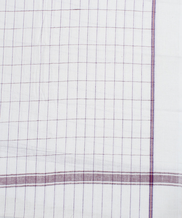 Wine Checks White Handwoven Cotton Towel